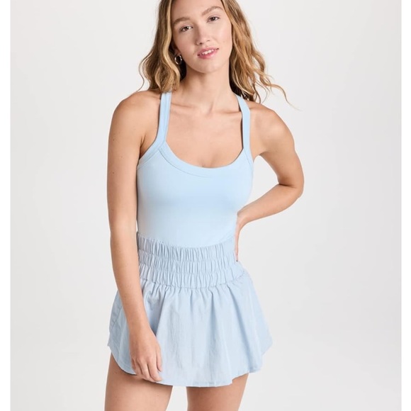 FP Movement by Free People Women's Way Home Skort Romper, Blue Pearl, L - Picture 5 of 7